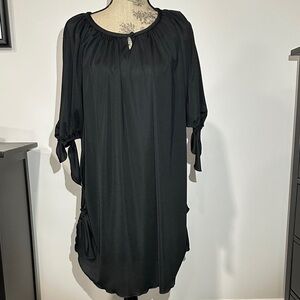 Kay Windsor vintage union made Black Tunic swing Dress with tie details Large